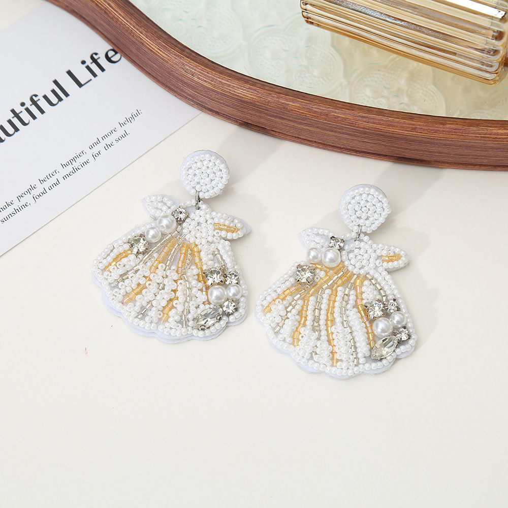 Drop Earrings, Ear Studs Classification 1 Pair IG Style Marine Style Starfish Shell Beaded Inlay Glass Rhinestones Drop Earrings Ear Studs