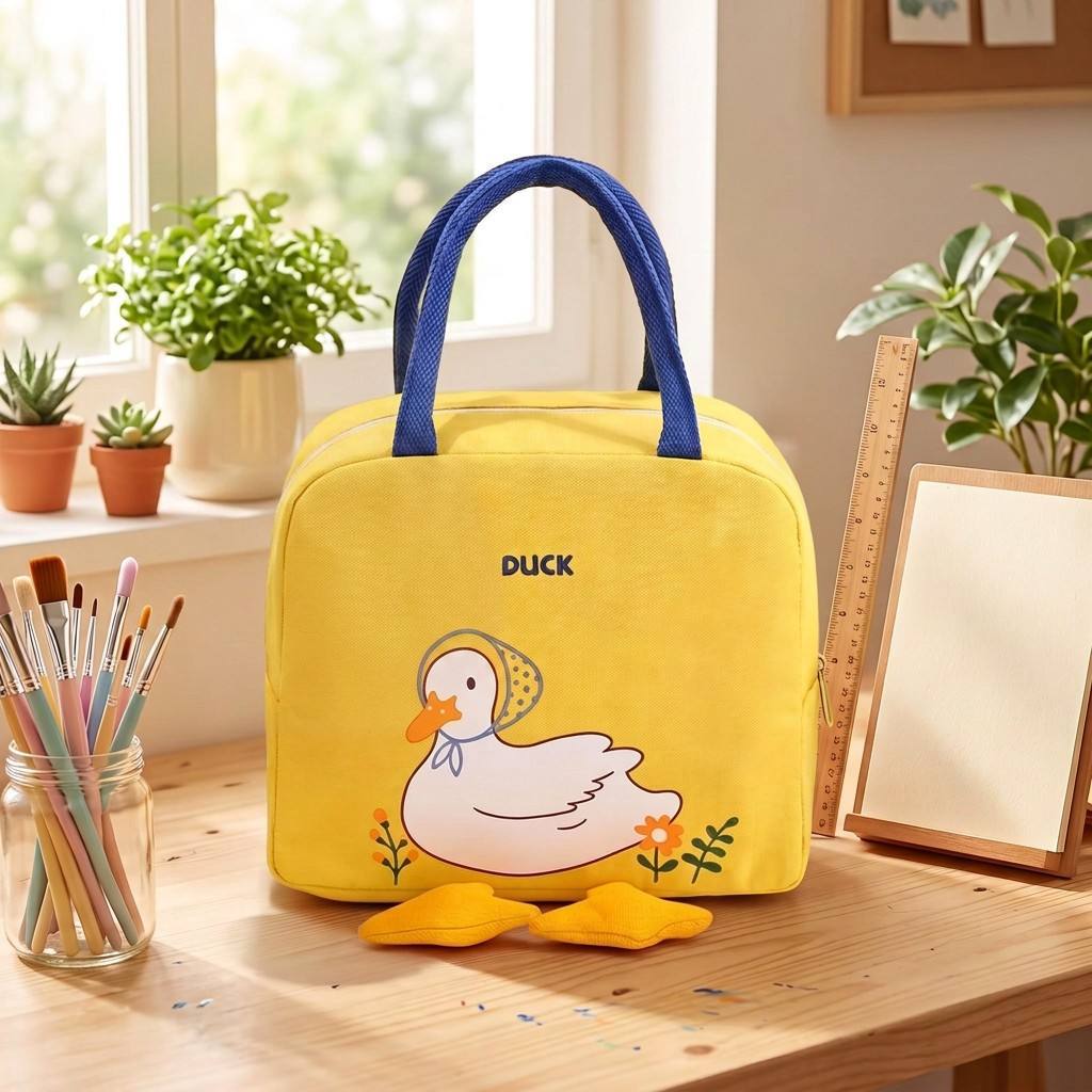 Cross-border Little Yellow Duck Lunch Bag Cartoon Lunch Box Bag Portable Insulated Bag for Students and Office Workers Cute Insulated Lunch Bag