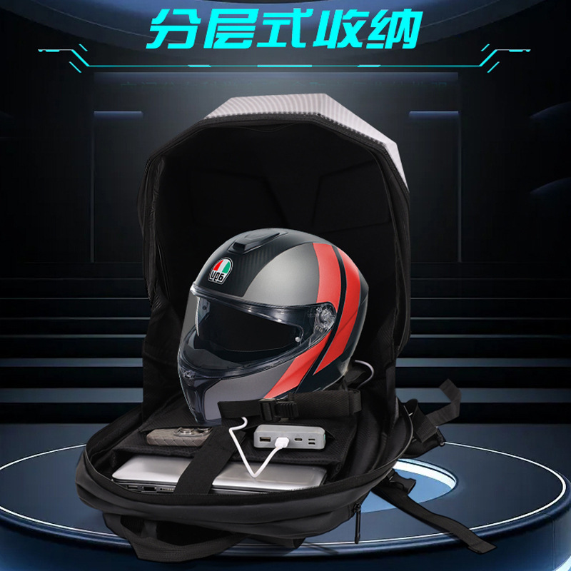 Transfronterizo Iron Man Mochila LED anti-salpicaduras Mochila de ciclismo de motocicleta para hombre Mochila de ciclismo de motocicleta para hombre Bolsa de casco completo