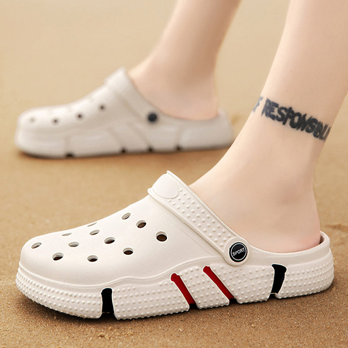 Summer Slip-on Shoes for Men, Trendy, Durable, Cap-toe, Outdoor, Thick-soled Beach Sandals, Casual, Couple's Shoes