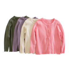 Wholesale 2024 Autumn New Children's Cardigan Sweaters for Girls, Solid Color Knit Tops for Kids, Dropshipping Baby Clothes One Piece