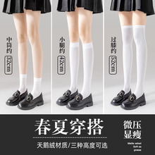 丝袜女春秋小腿袜薄款袜子女半截jk中筒袜白色压力过膝半腿高筒袜