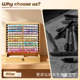 木制马克笔收纳架桌面绘画棒展示架水彩笔画笔储物架多层收纳架