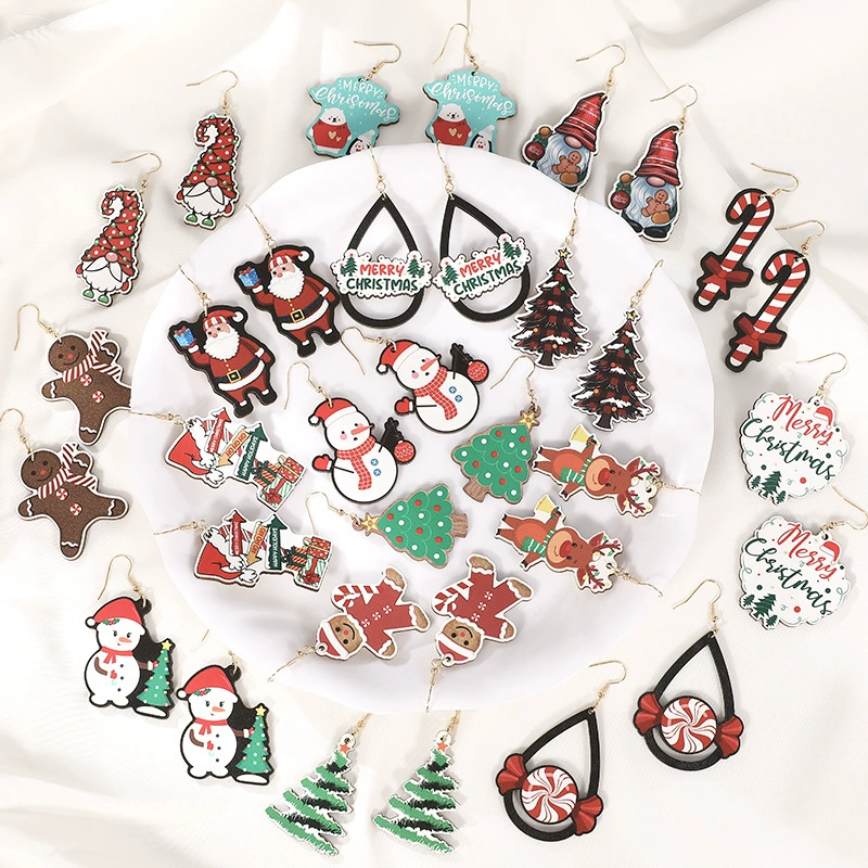 Европейский и американский трансграничный новый милый мультфильм рождественские серьги женские высокого уровня конфеты лосиные серьги рождественские украшения