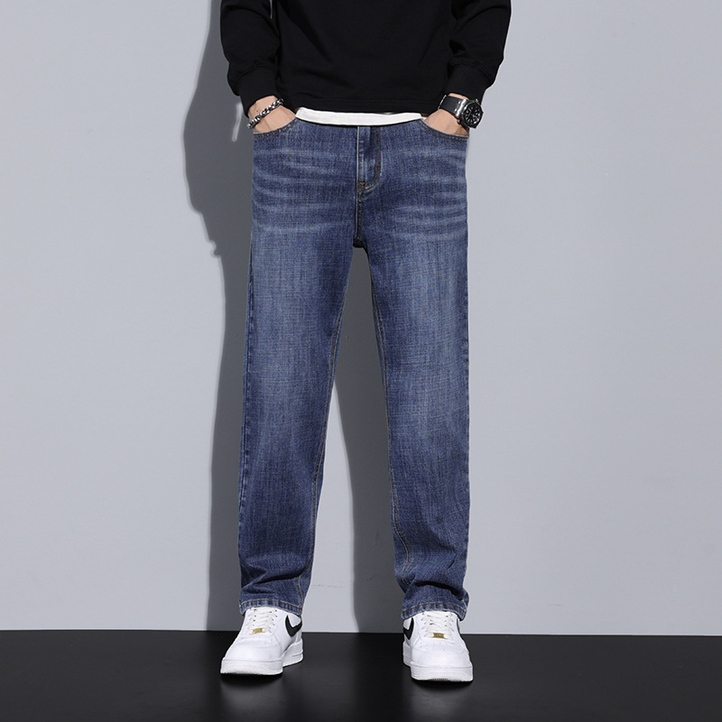2026 primavera y otoño nuevos pantalones jeans de hombre relajados recto casual versátil pantalones de hombre delgados pantalones largos de otoño