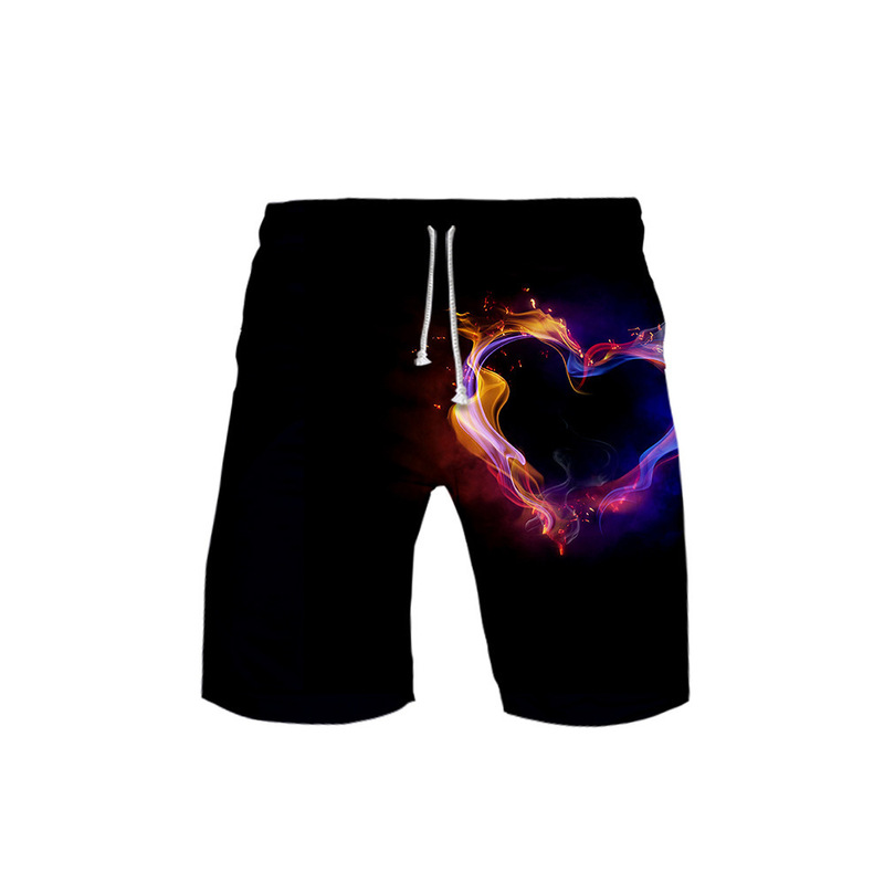Flame peripheral printing 3D digital printing daily casual personalized beach pants men's summer shorts