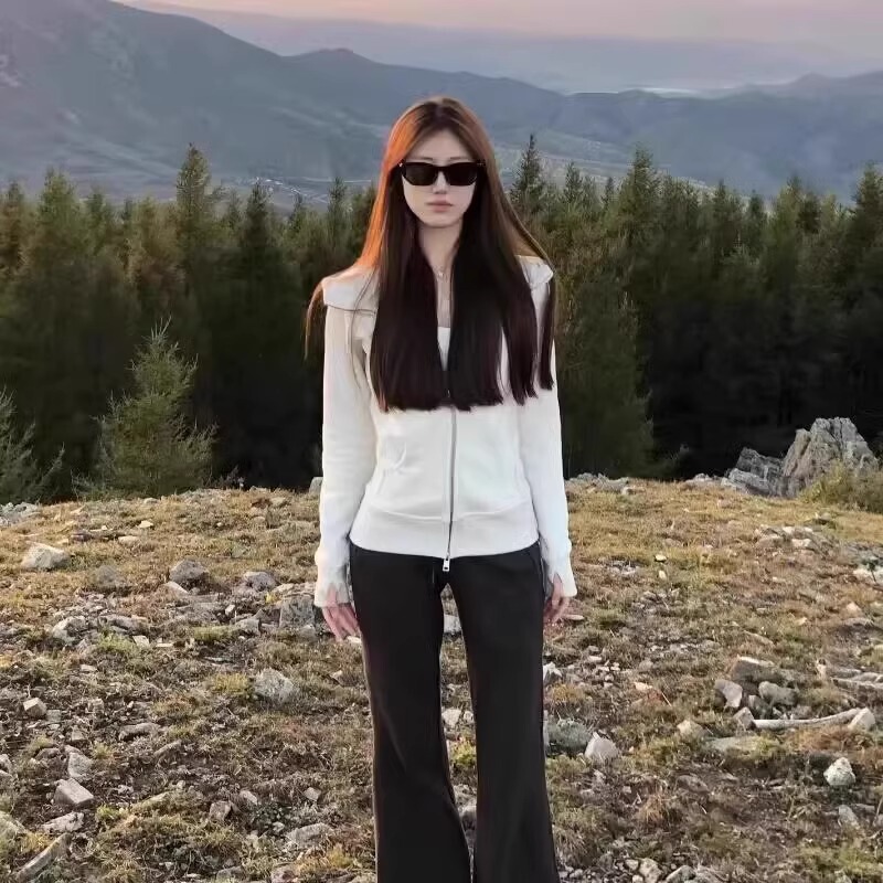 山东即墨卫衣上衣开衫女韩版2025新连帽拉链秋季潮流穿搭显瘦外套|undefined