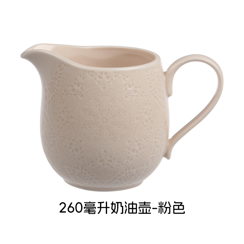 Relieve suave y fácil de limpiar estilo nórdico minimalista elegante romántico encaje cubiertos de cerámica set