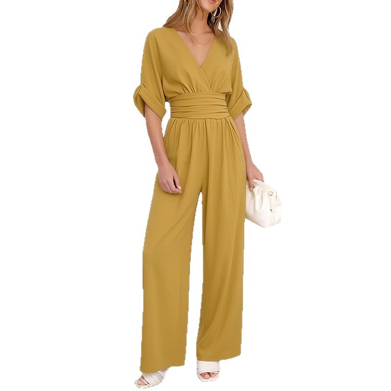 2026 primavera nueva moda europea y americana de comercio exterior de moda casual elegante de color sólido de cuello en v jatuanos doblados