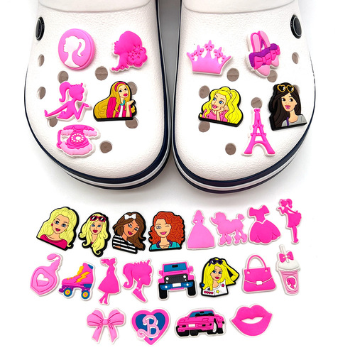 30pcs Barbie Princess PVC soft rubber clog shoe decorative buckle cross-border DIY cartoon shoe flower shoe buckle accessories