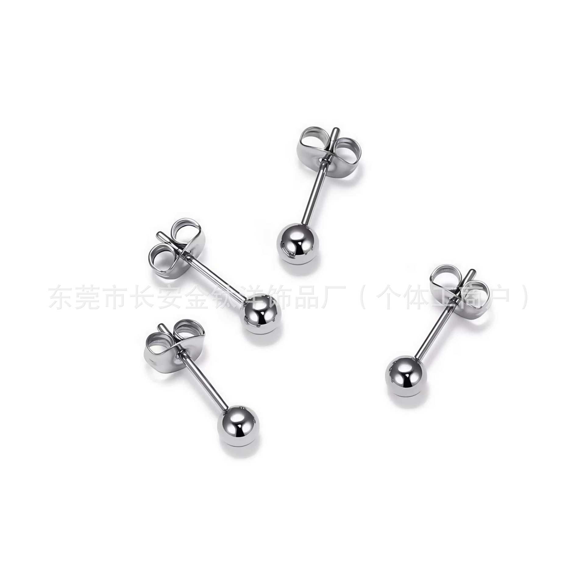 F136 Titanium Earrings Round Ball Butterfly Buckle Fine Needle Integrated Earplugs Ear Bone Nails G23 Titanium Alloy Body Piercing Jewelry detail image 8