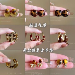 美拉德风银色树脂流苏耳环轻奢高级感小众耳钉百搭时尚气质耳饰女