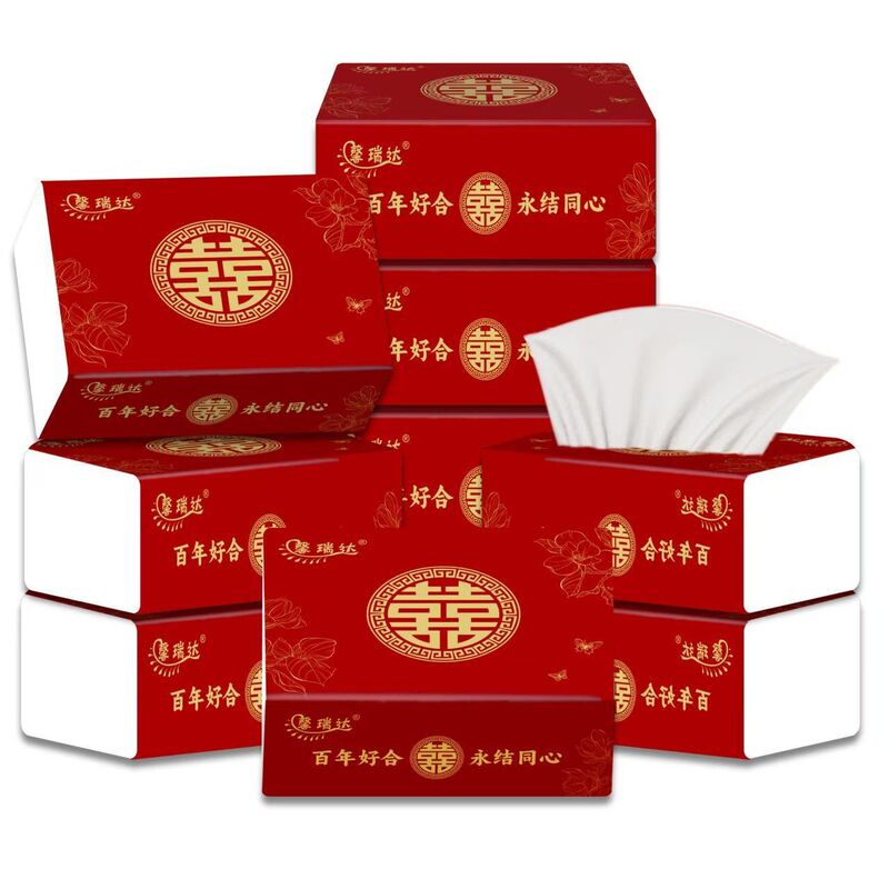 结婚用品婚宴专用抽纸巾喜庆家用面巾纸订婚礼餐巾纸酒席整箱装DF|undefined