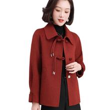 小个子中年妈妈羊毛呢子外套中老年毛呢羊毛双面绒大衣女短款冬装