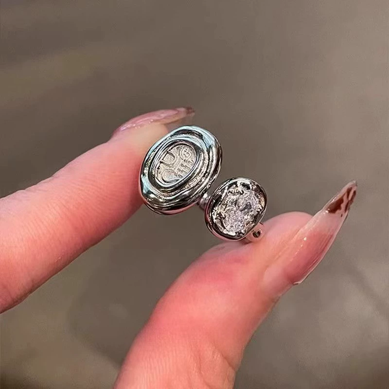 Retro ring, small design zirconium, silver 925 sample, light luxury style, high-quality style, on index finger