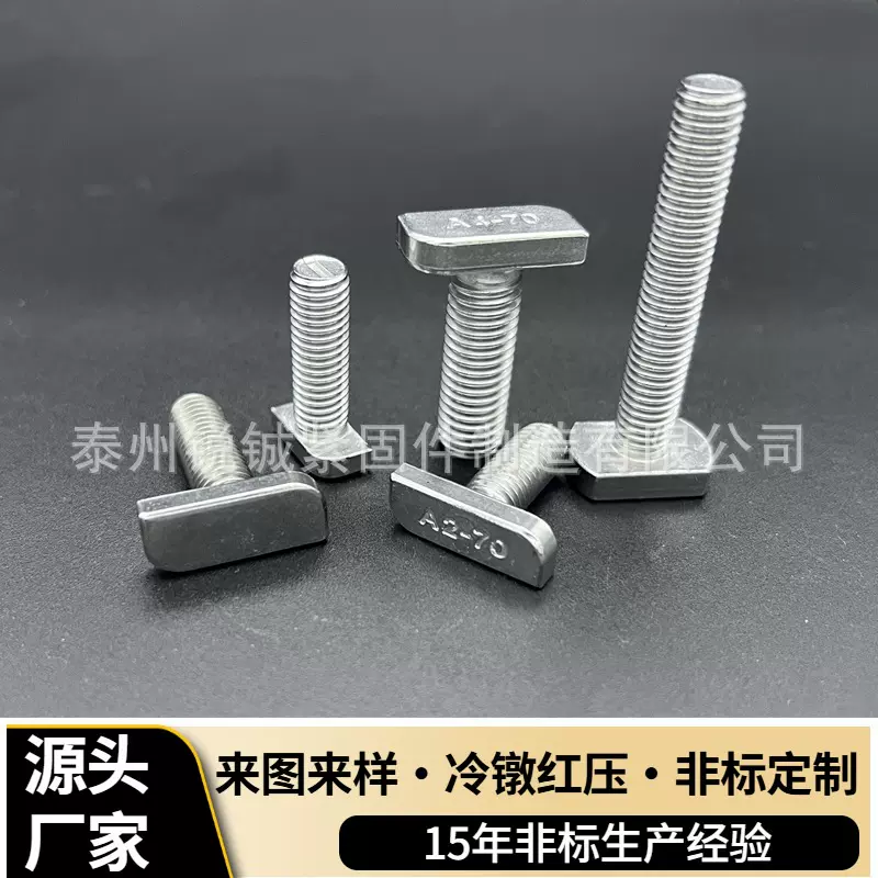 304不锈钢T型螺栓 欧标铝材光伏螺丝 M4M5M6M8M10M12非标定制螺丝