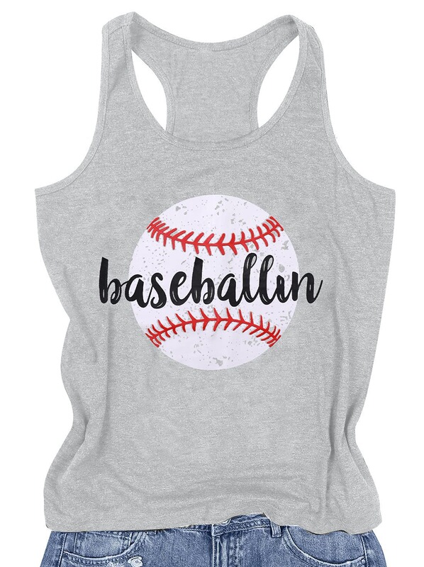 Baseball Mom Shirt Women's Baseball Mom T-Shirt Cute Printed Pattern Gift Shirt