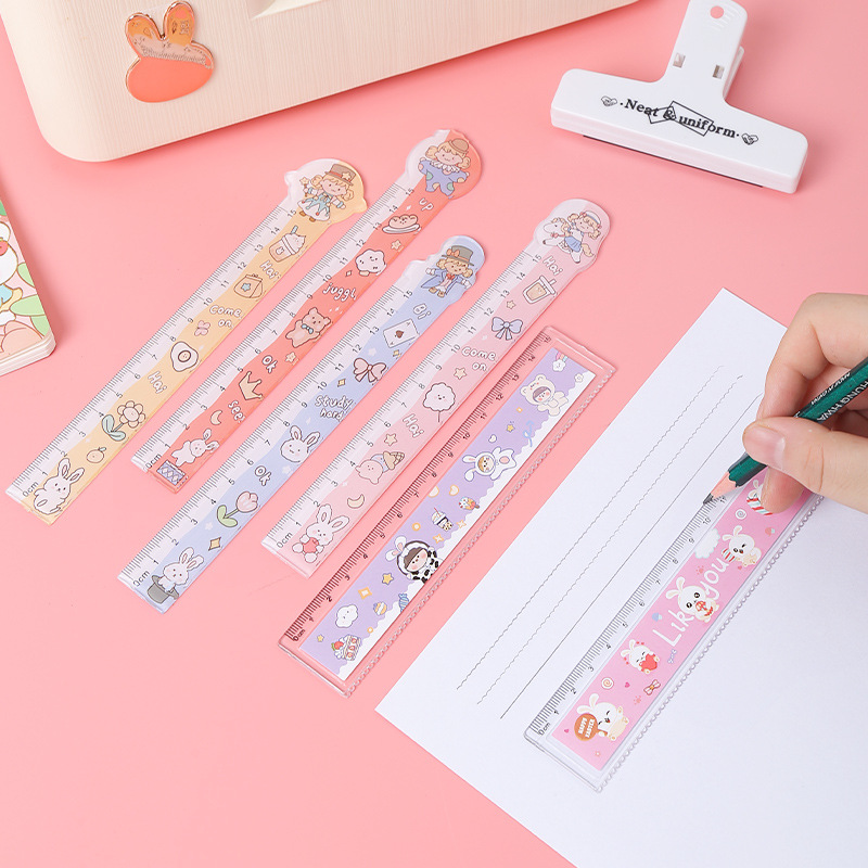 Regla recta de dibujos animados creativos de 15cm regla de plástico de forma especial para estudiantes con papelería multifuncional encantadora premios para niños al por mayor