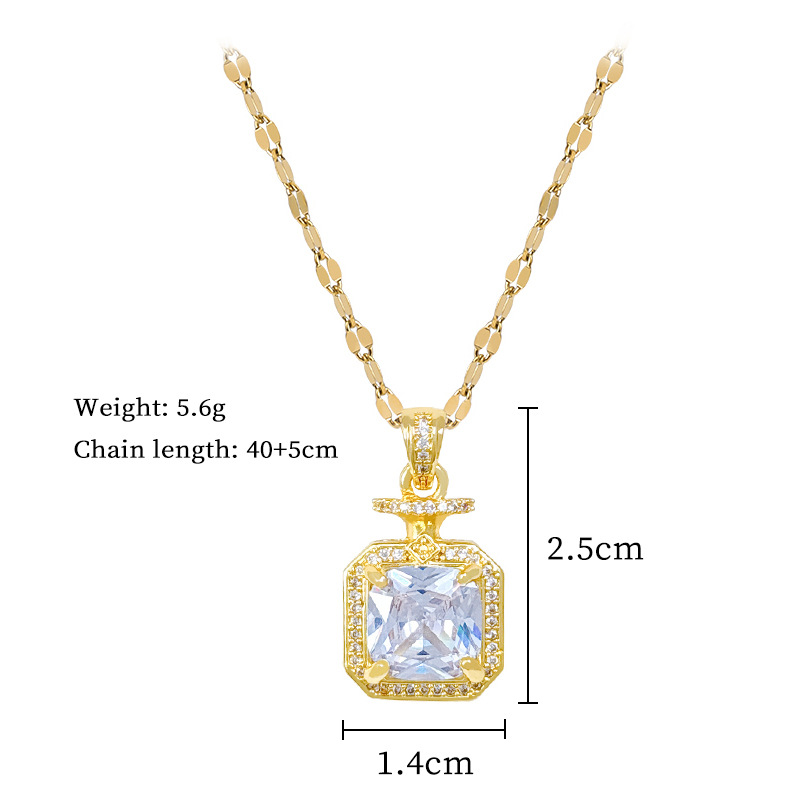 【 Titanium Steel 】 Perfume full diamond fashion, light luxury style, luxurious quality, full diamond necklace, versatile for women, collarbone chain, titanium steel chain pic 6