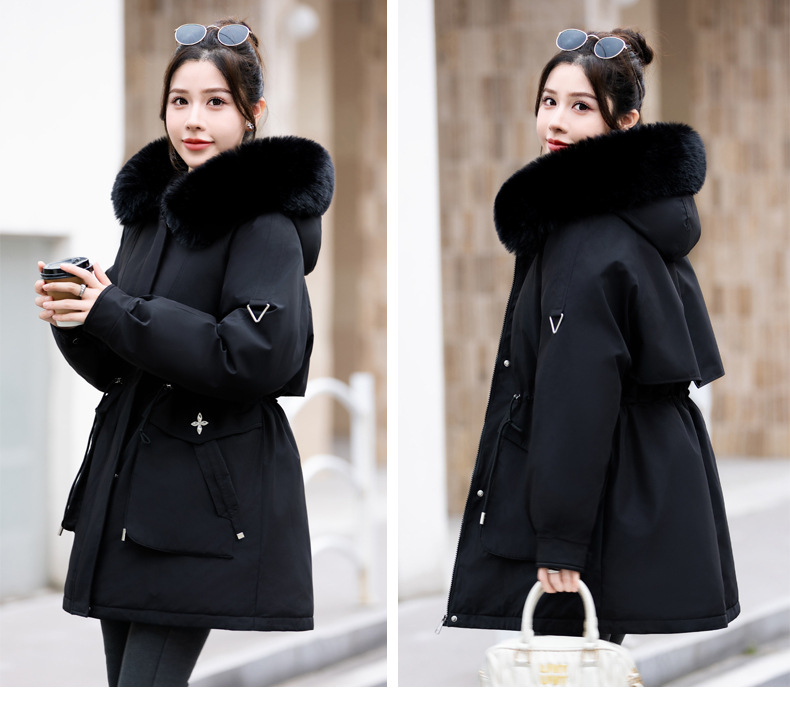 Abbigliamento da donna cappotto parka di grandi dimensioni cappotto in cotone con collo largo da donna stile coreano più vita in velluto cappotto caldo in cotone tendenza da donna_voghion.com