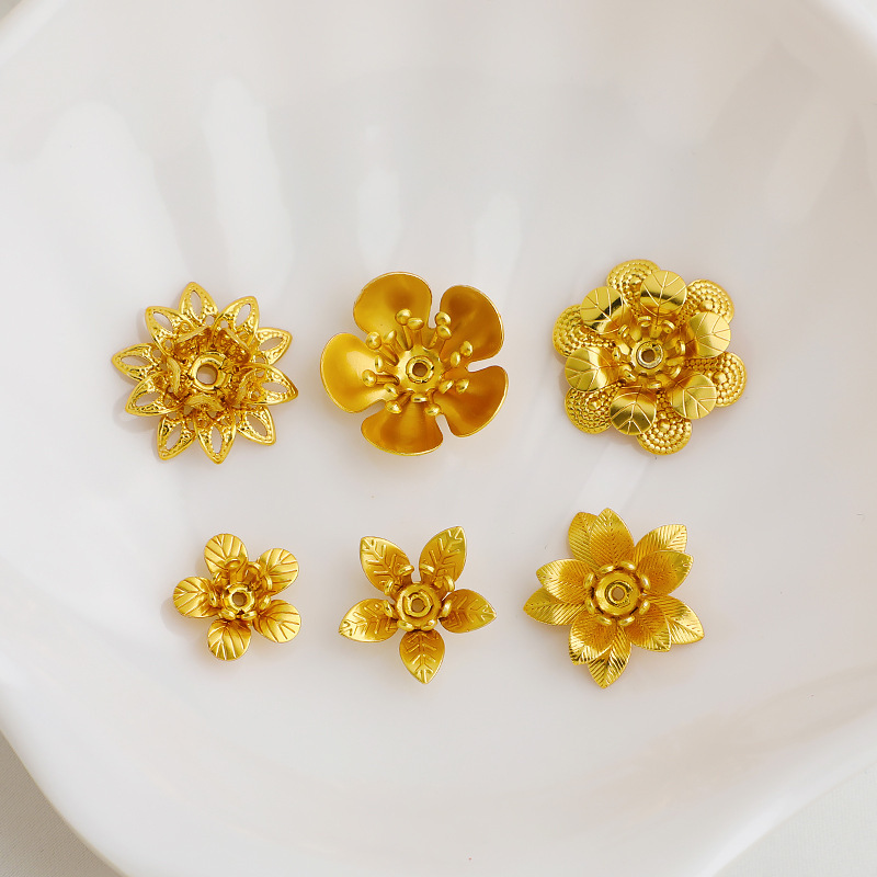 Gold-coated gold-coated lotus flower bud flower holder diy homemade antique multi-layer flower moat hair accessories