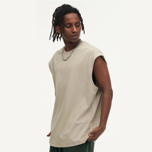 2024 summer sleeveless waistcoat heavy vest men's loose small neckline American fashion brand sports fitness leisure top