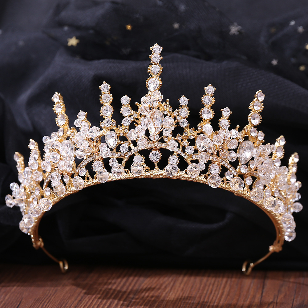 370g Weight Crown Hair Accessories Type Rhinestones Inlay Material Fashion Water Droplets Alloy Inlay Rhinestones Crown 1 Piece