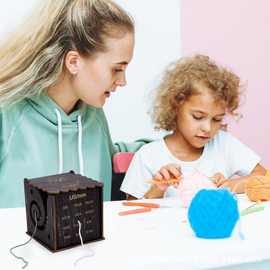 木质纱线碗带钩针测量孔多功能可拆卸针织工具收纳盒纱线针织收纳