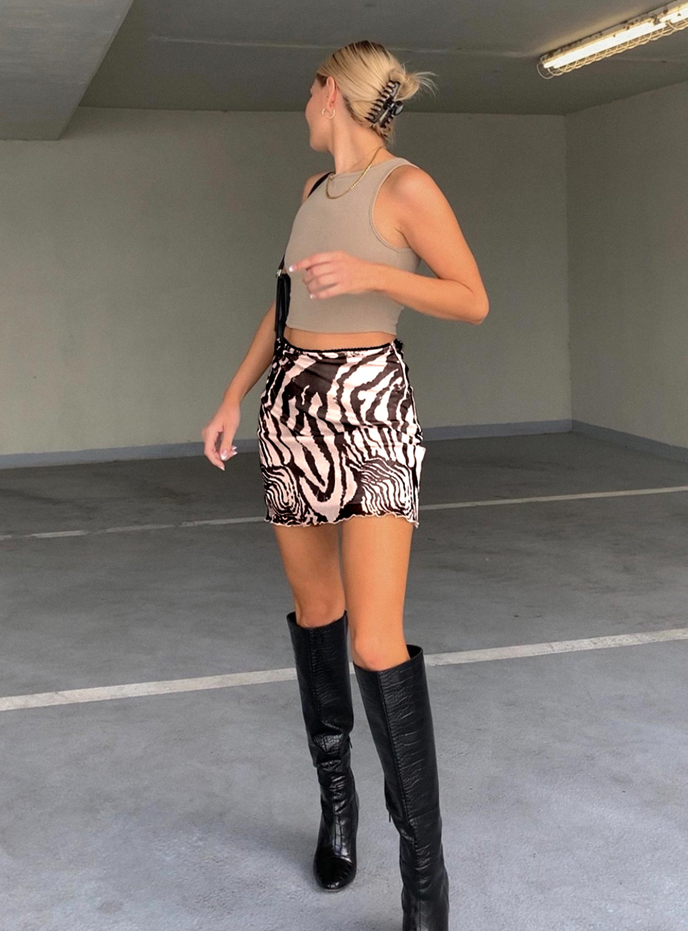 Sommer Sexy Tie-Dye Zebra Leopard Polyester Über Dem Knie Röcke display picture 16