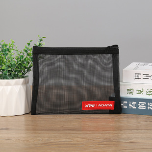Korean Creative Simple Transparent Mesh Zipper Stationery Bag Niche Mesh Pencil Bag Storage Bag Convenient Carry-On Bag
