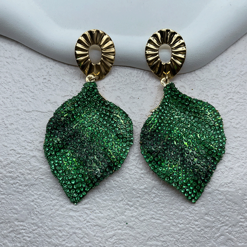 Casual Elegant Leaf Heart Shape Alloy Rhinestones Women's Drop Earrings 1 Pair display picture 15