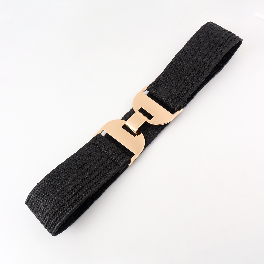 Casual Solid Color Alloy Elastic Band Women's Woven Belts 1 Piece display picture 5