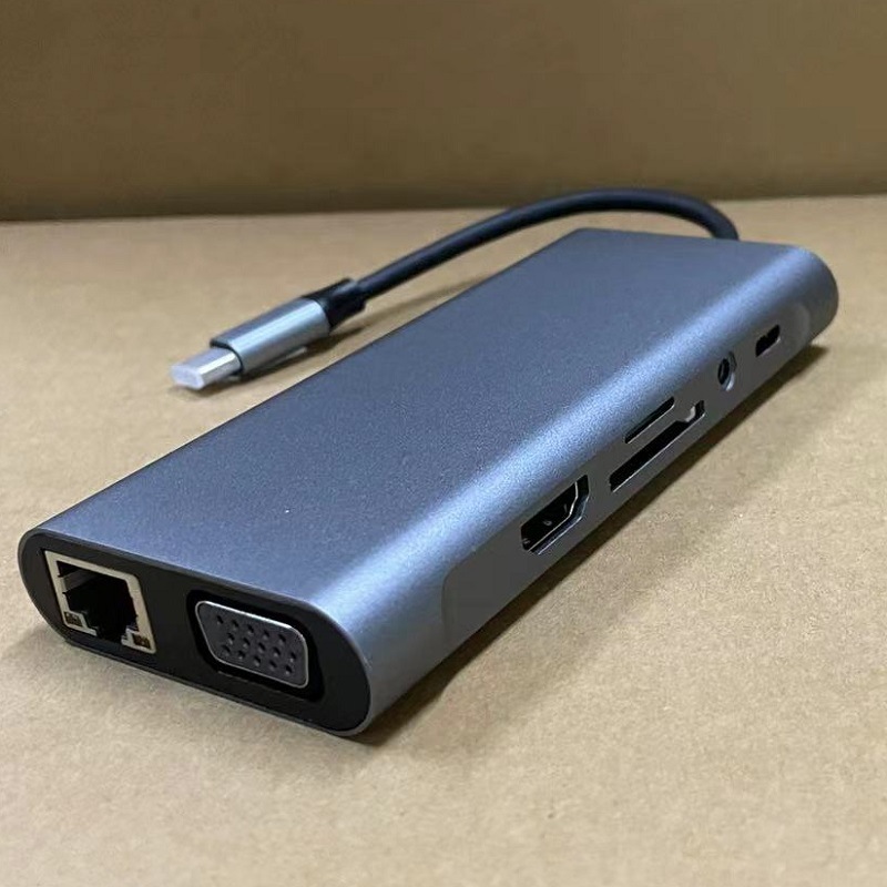 11 en 1 USB tipo c hub convertidor HDMI 4K HD portátil móvil gigabit dock