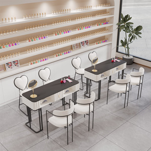 Internet Celebrity Marble Manicure Table and Chair Set Combination Modern Simple Manicure Shop Single and Double Light Luxury Slate Manicure Table