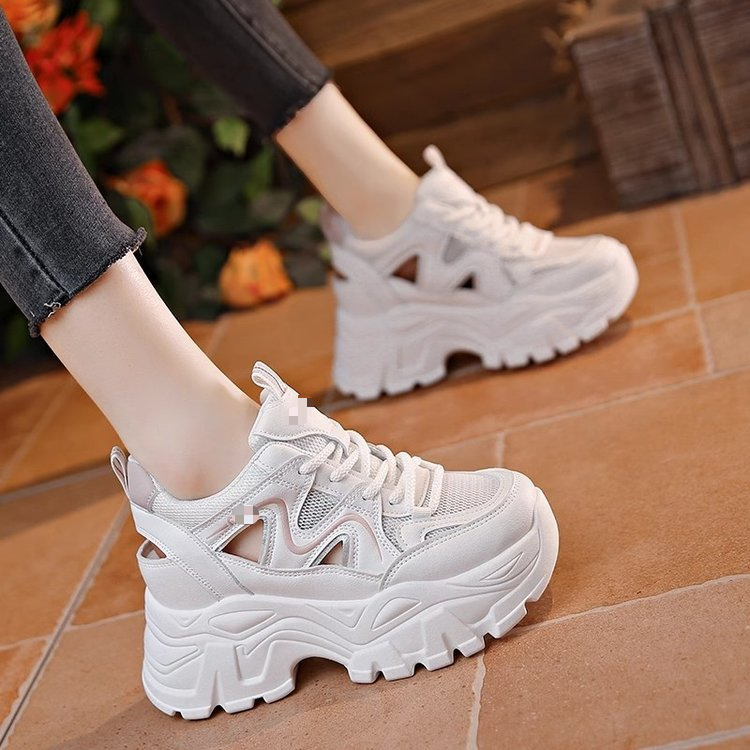 Zapatos de papá de mujer pequeña altura interior sandalias de mujer 2026 zapatos de verano de mujer ventilados huecos zapatos casuales