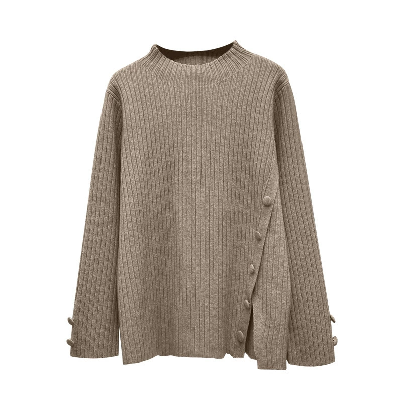 Fashionable body-friendly sweater, plus size, oversize, high collar