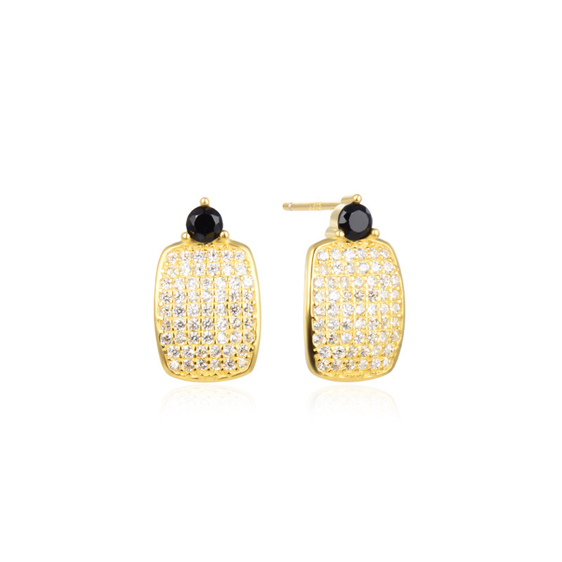 Pendientes elegantes frescos de estilo japonés y coreano s925 pendientes de circón de plata cuadrados de diamantes incrustados accesorios pendientes para mujeres