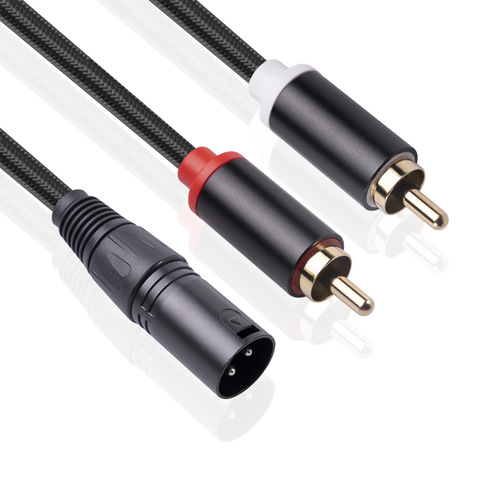 New 1m/2m shielded gold-plated plug three-core XLR male to dual RCA male mixer Lotus audio cable