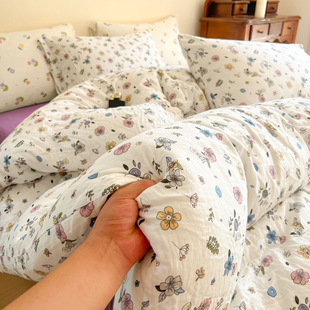 Class a Pure Cotton Double-Layer Gauze Quilt Cover Single Piece Yarn-Dyed Jacquard Double-Sided 100 Cotton Gauze Quilt Cover All Year Round Baby Bedding