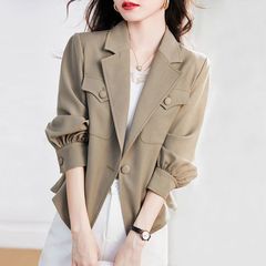 休闲长袖外套女2025春秋装新款韩版西装上衣百搭夹克宽松短款风衣