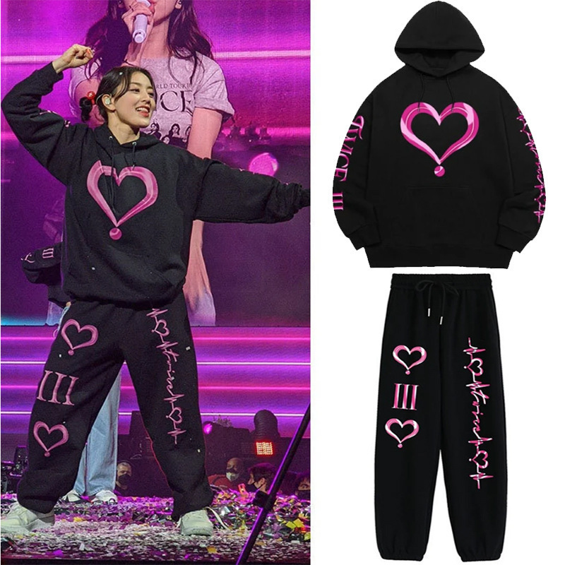 New Kpop TWICE 4th World Tour III cotton hat sweatshirt + sports pants suit