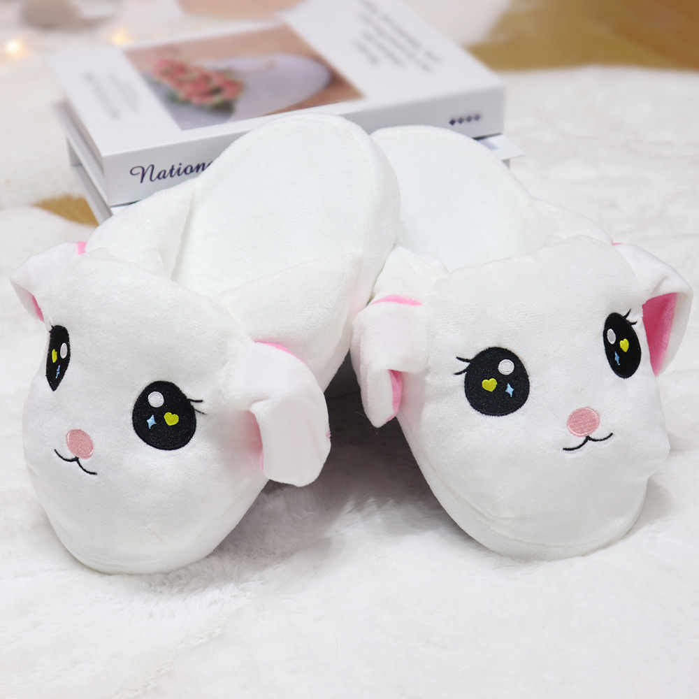 Zapatillas de orejas grandes, trapeador de algodón con orejas en movimiento, lindo perro de dibujos animados, todo incluido, cálido, antideslizante, zapatillas de lana, invierno