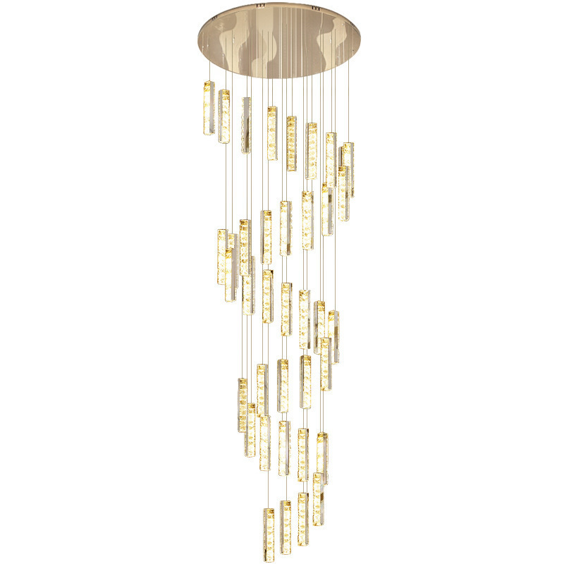 escalera de la villa chandelier cristal lujoso gran dúplex loft largo chandelier vacío dúplex chandelier chandelier