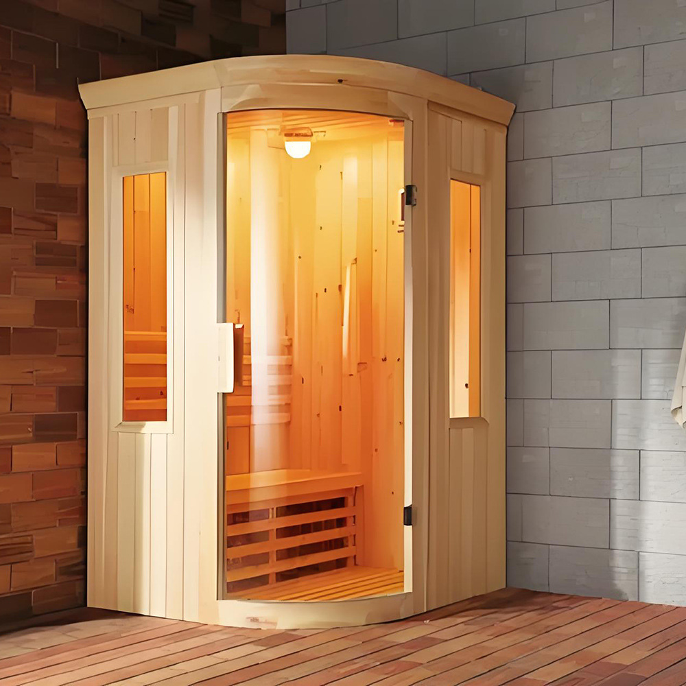 Modern 4-Person Indoor Infrared Sauna with Wet Steam, Red Cedar Room, Prefabricated Spa Bathtub, Wooden Room, Wet Steam