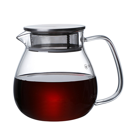 Glass hand brewed coffee pot Stainless steel cover coffee pot filter cup sharing pot Home coffee pot can be printed with LOGO