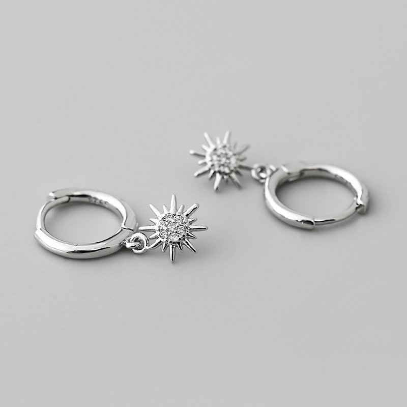 fashion gold and silver small inlaid zircon sun earrings wholesale Nihaojewelrypicture5