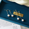 Earrings from pearl, elegant chain, USA, 14 carat