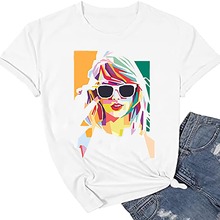 欧美短袖新款夏季时尚休闲明星人像印花圆领女士T恤