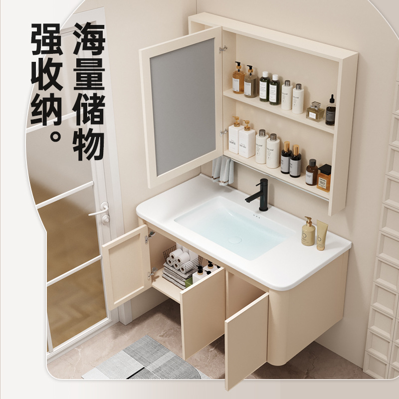 Gabinete de baño de aire crema combinado cerámica integral lavabo lava