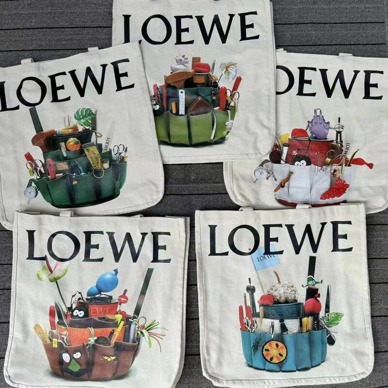 Luowei Canvas Bag, Large Shoulder, Environmentally Friendly Shopping Bag, Satchel Document Bag, Star's Same Style Printed Trendy Square Bag